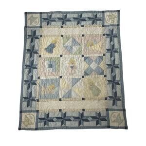 Vintage Angels 90s Baby Quilt Blanket Throw Handmade Farmhouse Cottage READ